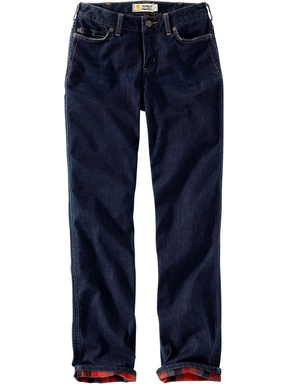 Carhartt Blaine Flannel Lined Jeans Womens 12R Dark Wash Original Fit
